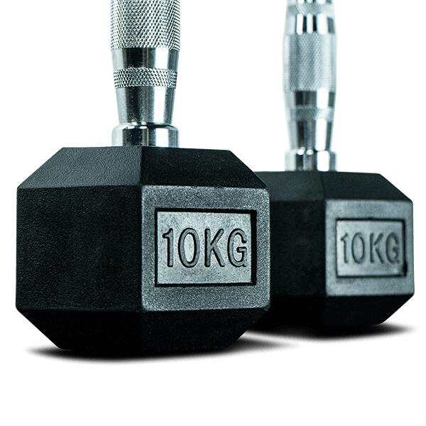 Haltères Hexagonaux Caoutchouc 60 Kg (2 X 30 Kg) – Studio Noir, Très Résistants