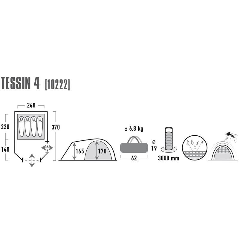 Namiot turystyczny High Peak Tessin 4 szaro-czerwony