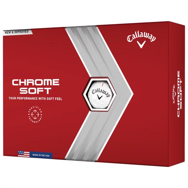 Doos met 12 Callaway Chrome Soft-golfballen, Kleur: wit