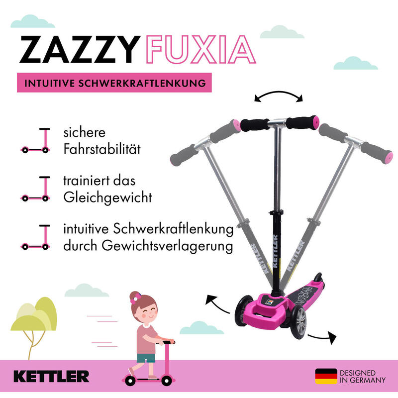 Kettler Step - Zazzy Pink - Guidon réglable en hauteur - Rose