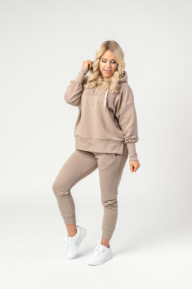 Bluza damska z kapturem oversize Deadlift NUDE beżowa