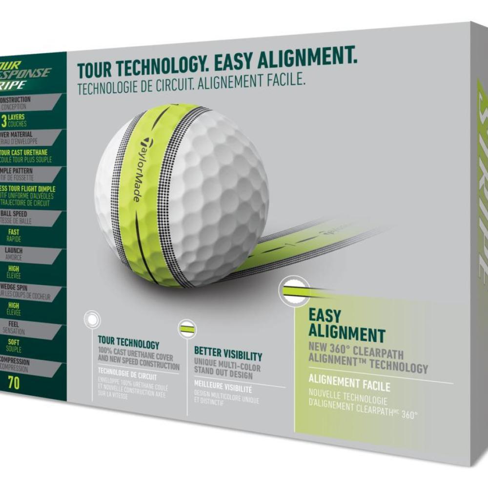Doos met 12 TaylorMade Tour Response-golfballen Stripe 4/5