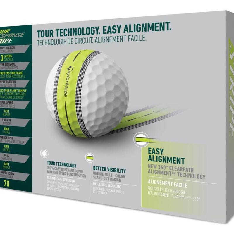 Doos met 12 TaylorMade Tour Response-golfballen Kleur: wit, Stripe