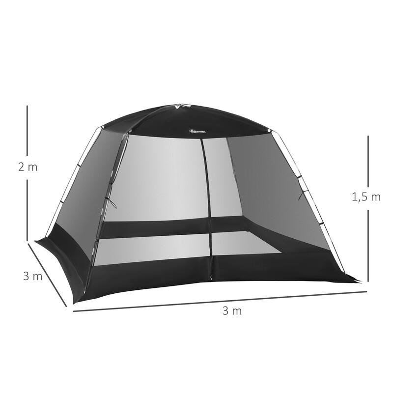 Carpa con Mosquiteras Outsunny 300x300x200 cm Negro