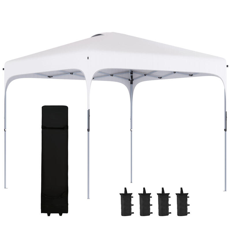 Outsunny Toldo Dobrável 2,5x2,5x2,68cm Proteção UV 50+ Altura Ajustável Branco