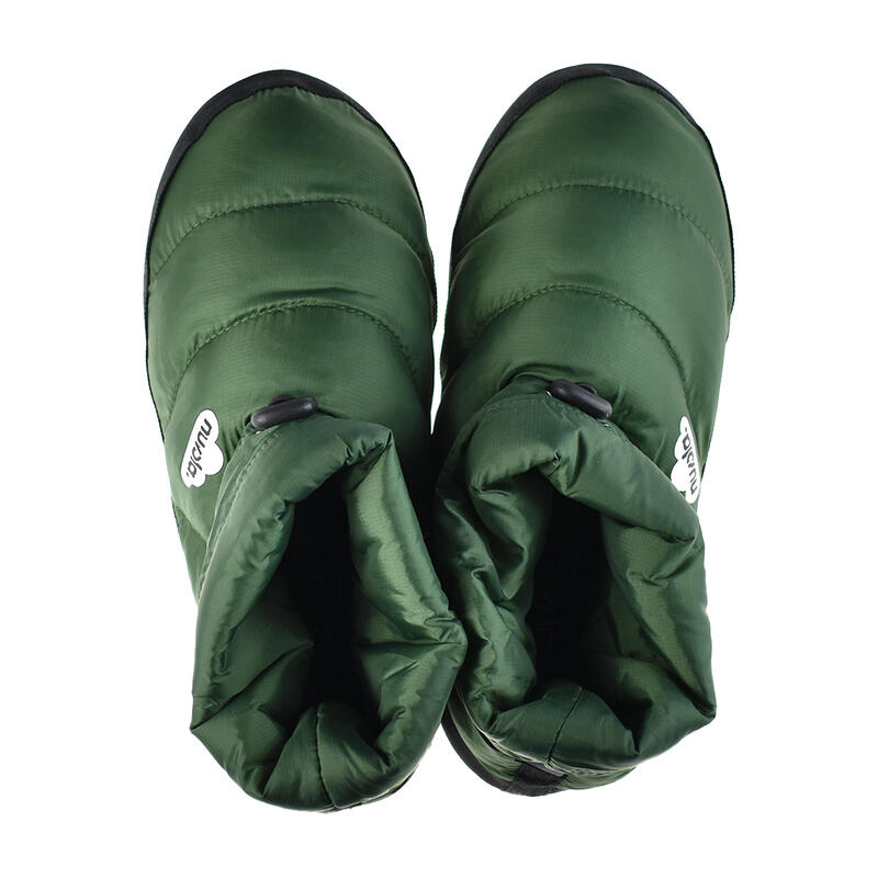 Chaussons unisex Nuvola de couleur vert militaire avec semelle en caoutchouc