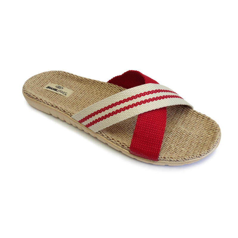Sandales pour femmes Brasileras de couleur rouge avec semelle en gomme