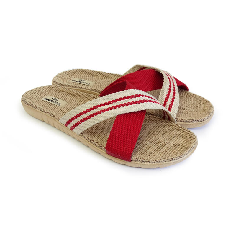 Sandales pour femmes Brasileras de couleur rouge avec semelle en gomme