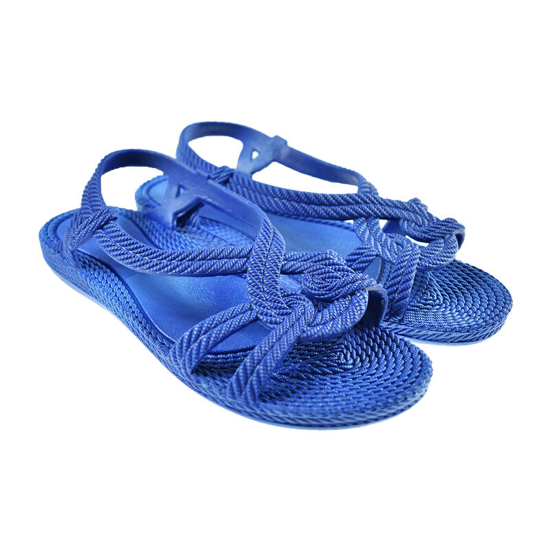 Unisex strandslippers in blauw met rubberen zolen