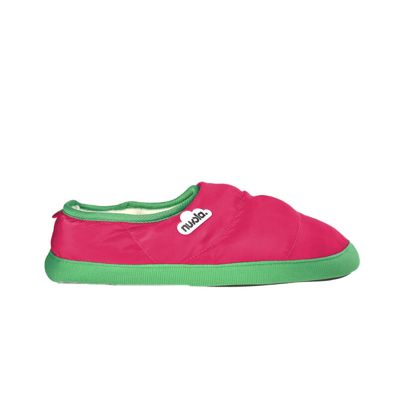 Chaussons unisex Nuvola de couleur fushia avec semelle en caoutchouc