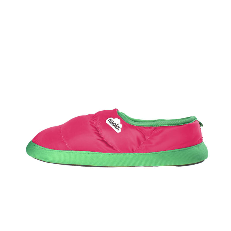 Chaussons unisex Nuvola de couleur fushia avec semelle en caoutchouc