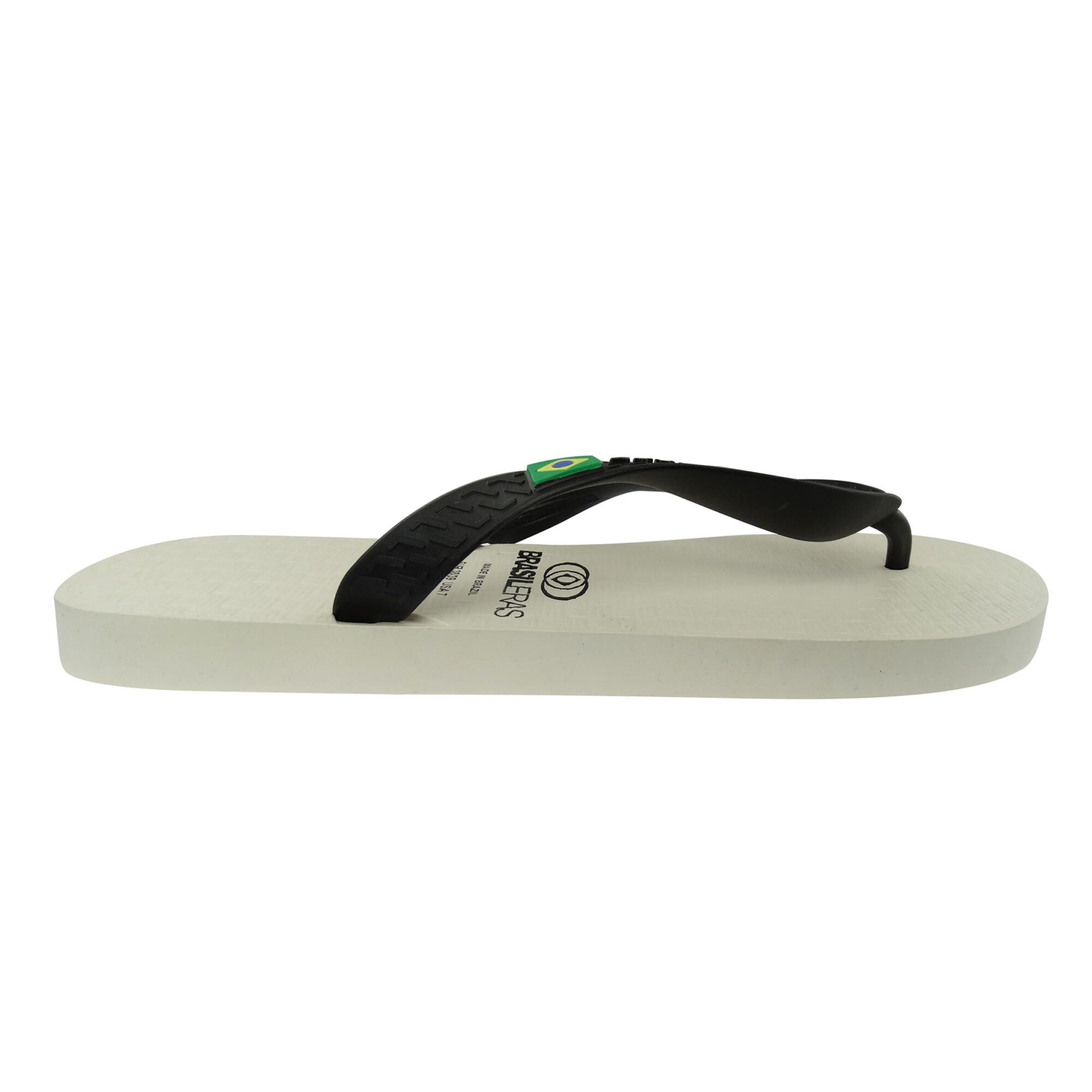 Tongs unisex Brasileras de couleur blanc et noir avec semelle antidérapante 3/4