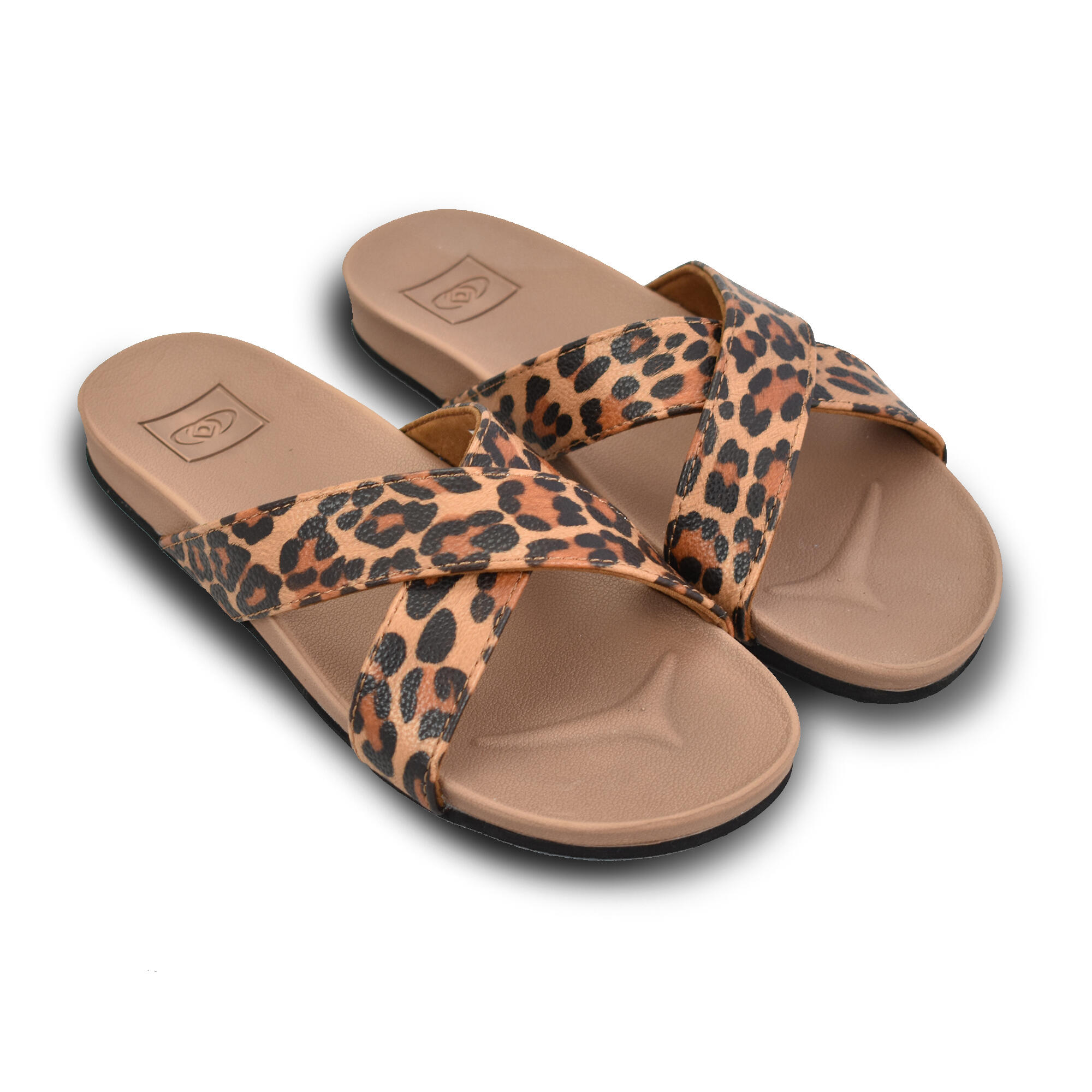 BRASILERAS Strandslippers voor dames in bruin met rubberen zolen