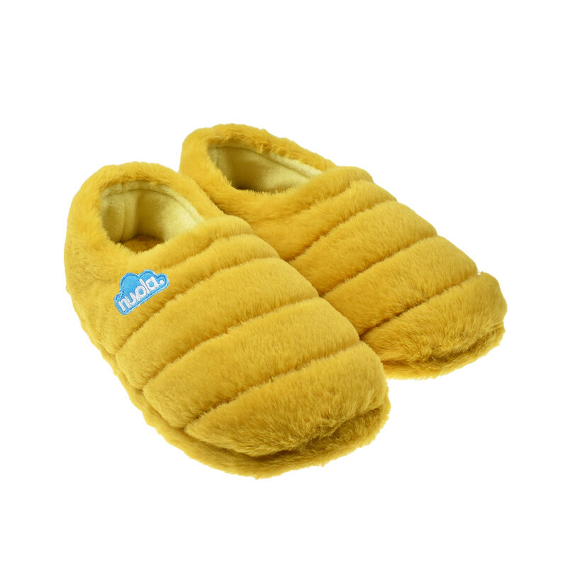 Nuvola unisex loungeslippers in mosterdkleur met rubberen zool