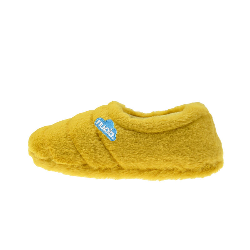 Chaussons unisex Nuvola de couleur moutarde avec semelle en caoutchouc