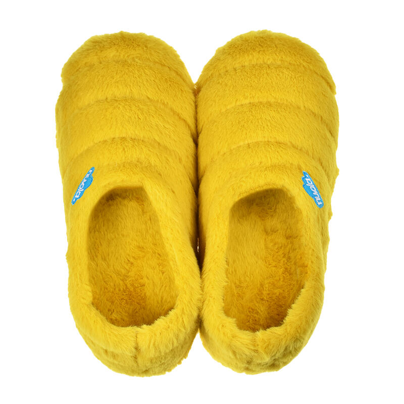 Nuvola unisex loungeslippers in mosterdkleur met rubberen zool