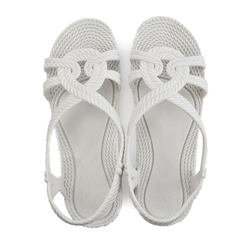 Unisex strandslippers in wit met rubberen zolen