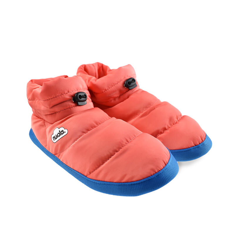 Chaussons unisex Nuvola de couleur corail avec semelle en caoutchouc