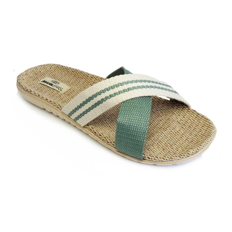 Sandales pour femmes Brasileras de couleur vert avec semelle en gomme