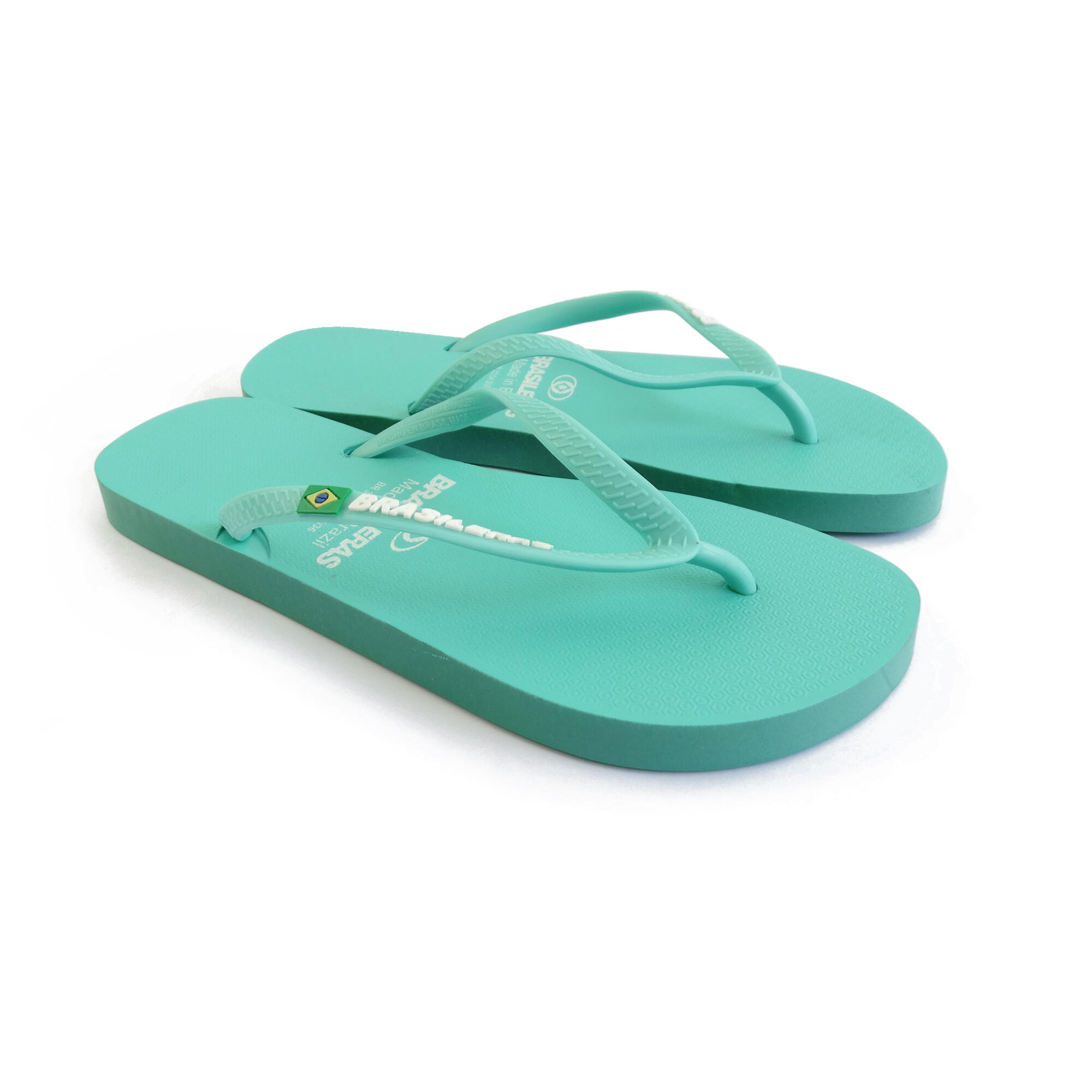Damesstrandslippers in aquagroen met rubberen zolen 5/5