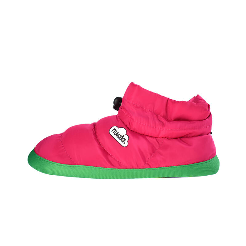 Chaussons unisex Nuvola de couleur fushia avec semelle en caoutchouc