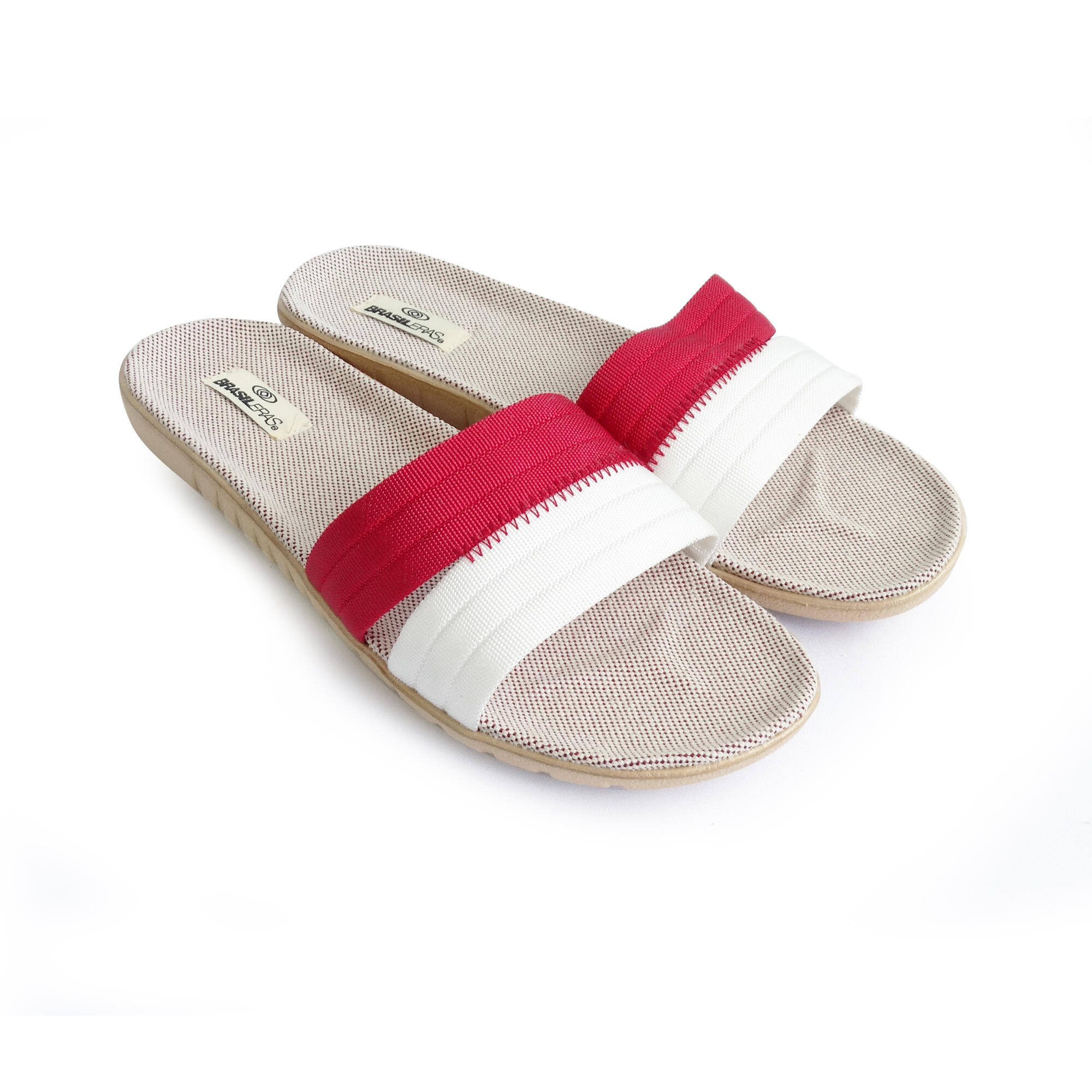 Sandales pour femme Brasileras de couleur rouge et blanc semelle en gomme 3/5
