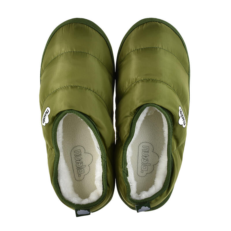 Pantofole unisex Nuvola in verde militare con suola in gomma