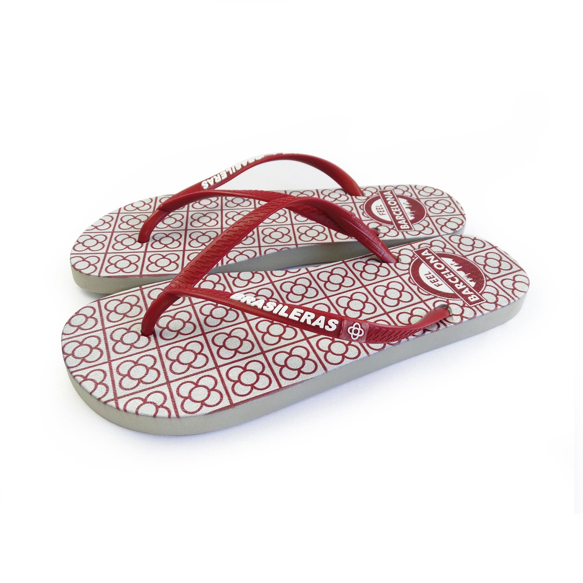 Tongs pour femme Brasileras de couleur bordeaux avec semelle en gomme 4/5