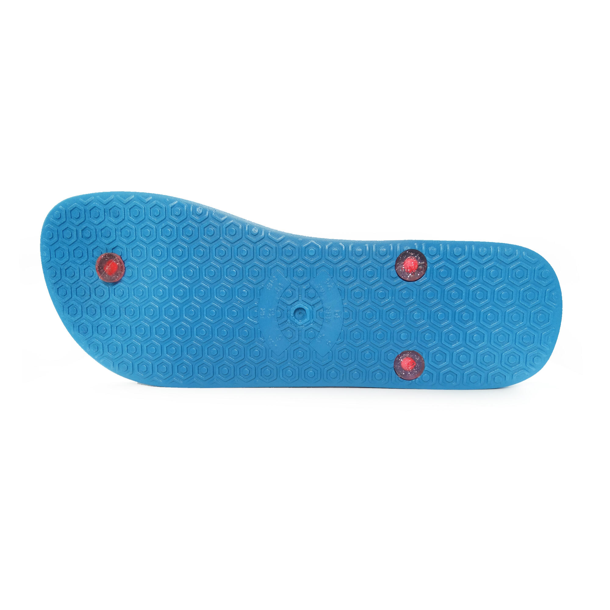 Damesstrandslippers in lichtblauw en roze met rubberen zolen 5/5