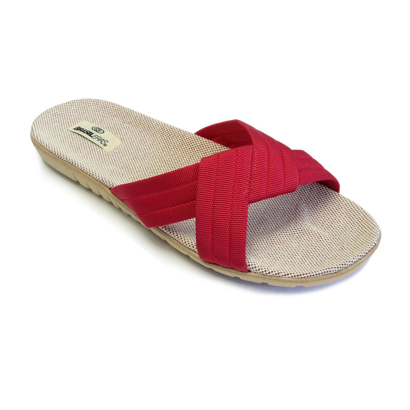 Sandales pour femmes Brasileras de couleur rouge avec semelle en gomme