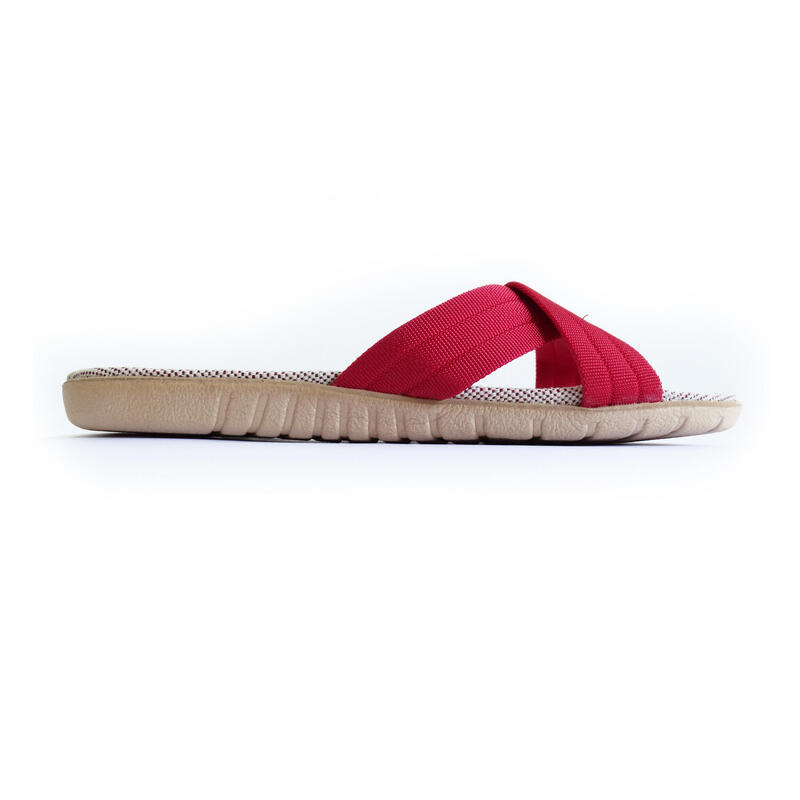 Sandales pour femmes Brasileras de couleur rouge avec semelle en gomme