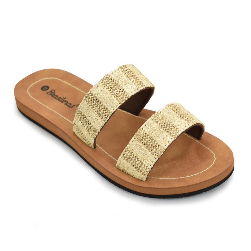 BRASILERAS Damen Strand Flip Flop in beige Gummisohle