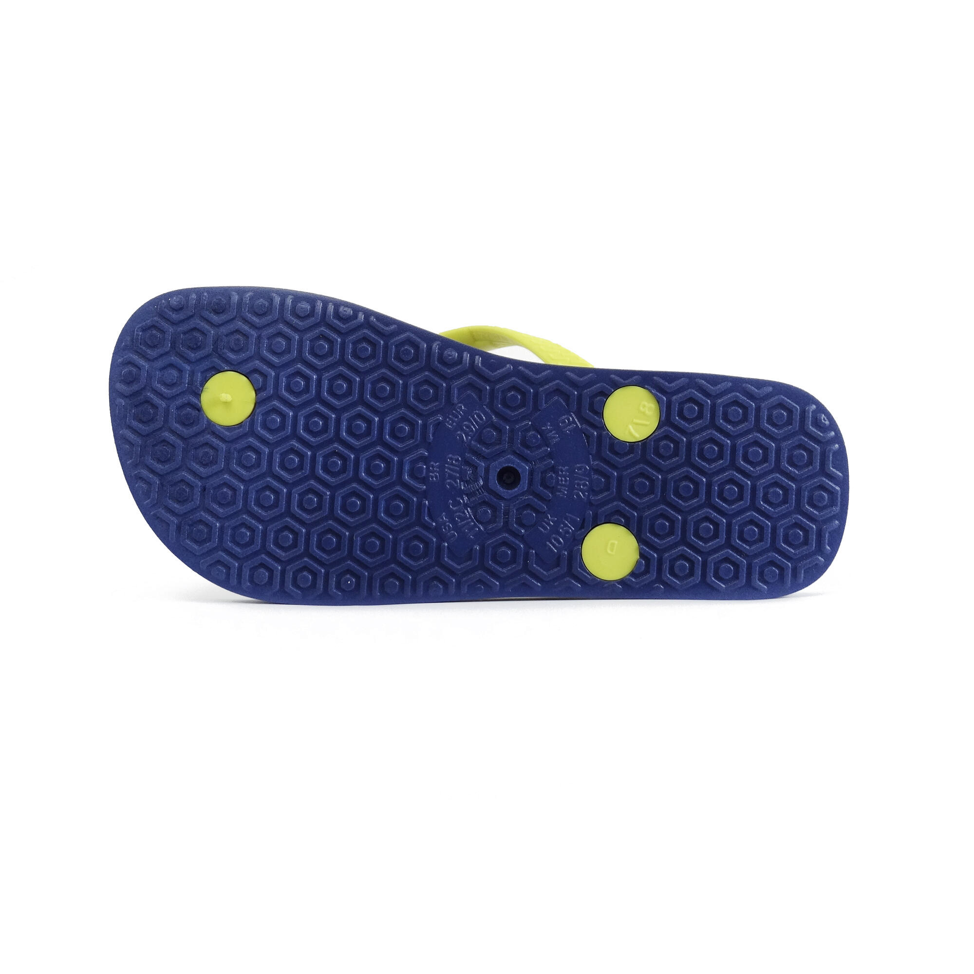 Infradito da spiaggia blu e gialle per bambini con suola in gomma 4/4