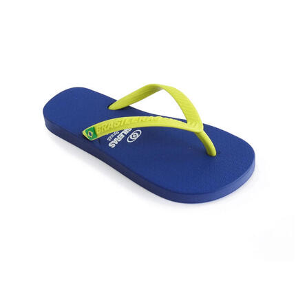 Chanclas De Playa De Niño Brasileras Dedo Verde Y Amarillo suela goma
