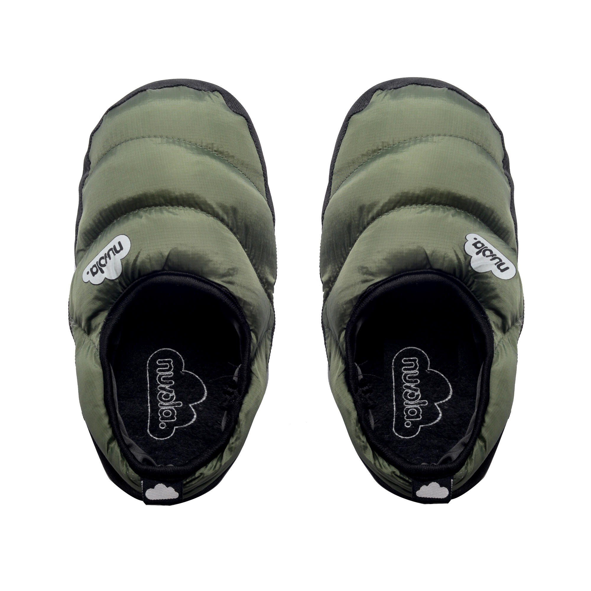 Pantuflas Nuvola Verde Militar Acolchadas Con Suela Textil 3/4