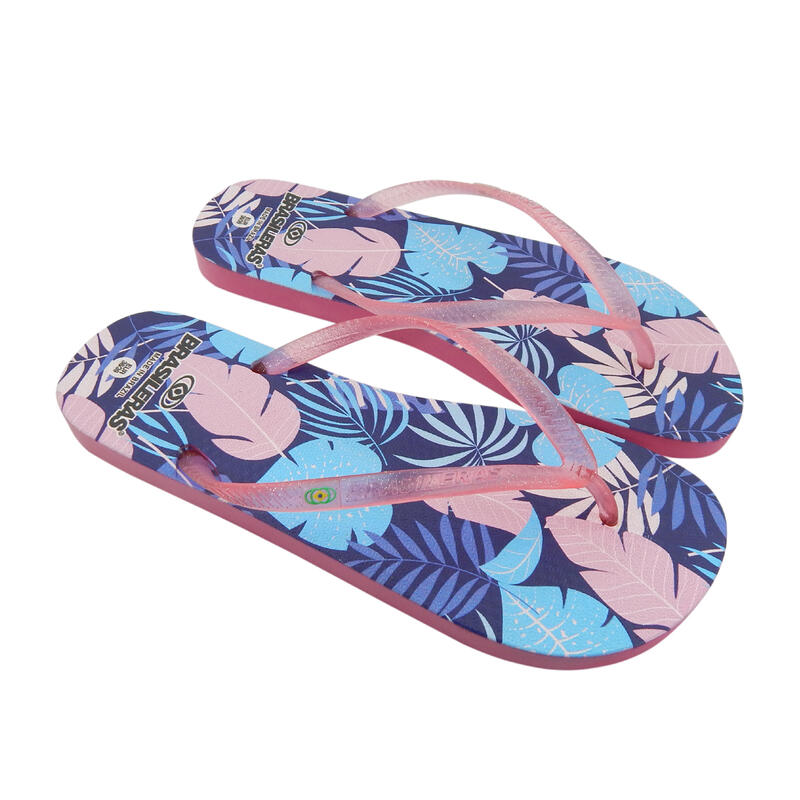 BRASILERAS Damen Strand Flip Flop in rosa mit Gummisohle