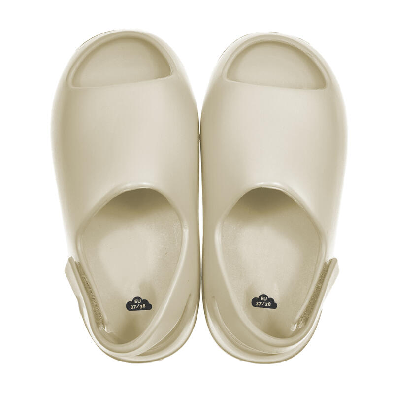 Nuvola teenslippers voor kinderen in beige met rubberen zool