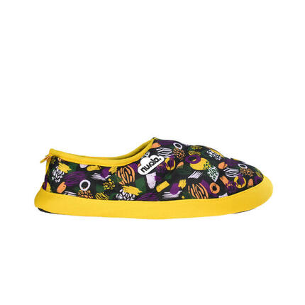 Chaussons unisex Nuvola de couleur jaune avec semelle en gomme