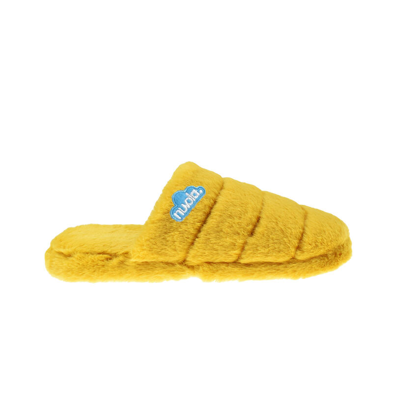 Nuvola unisex loungeslippers in mosterdkleur met rubberen zool