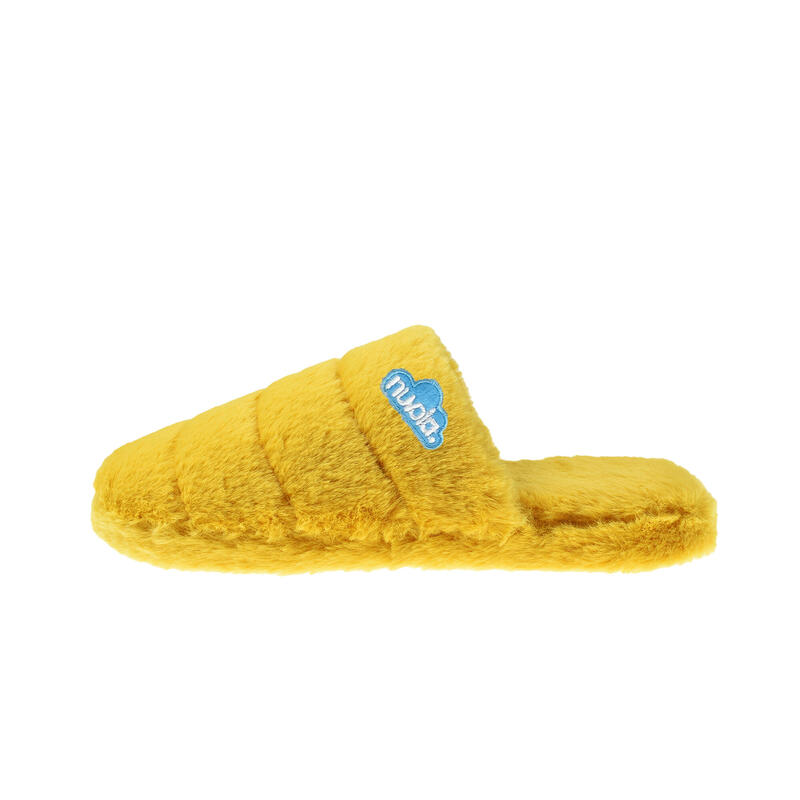 Nuvola unisex loungeslippers in mosterdkleur met rubberen zool