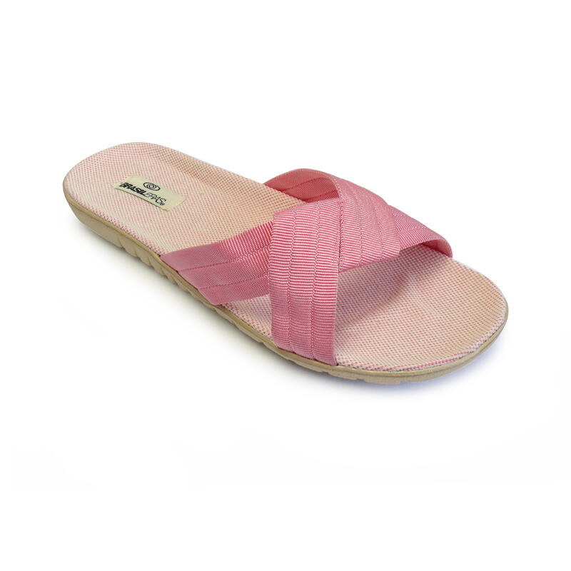 Sandales brésiliennes pour femmes en rose avec semelles en caoutchouc
