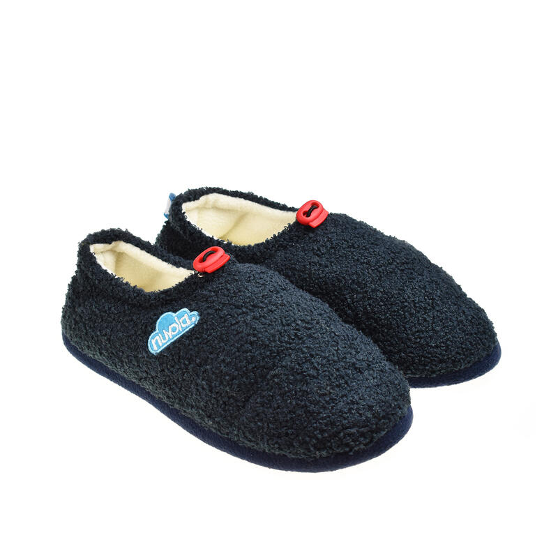 Chaussons unisex Nuvola de couleur bleu foncé avec semelle en caoutchouc