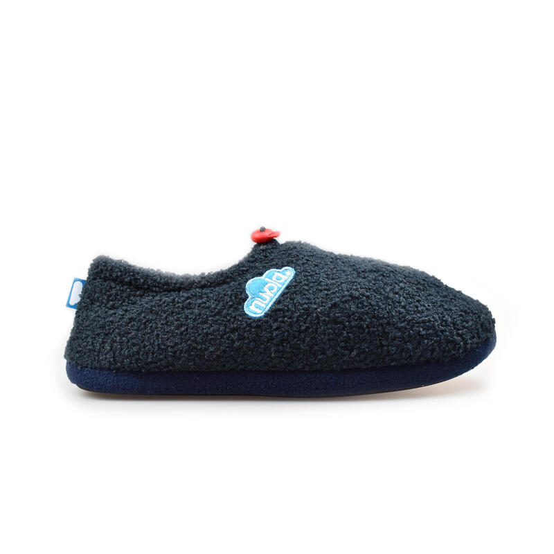 Chaussons unisex Nuvola de couleur bleu foncé avec semelle en caoutchouc