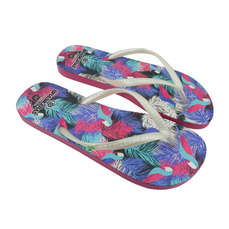 BRASILERAS Damen Flip Flop für den Strand in weiß mit Gummisohle