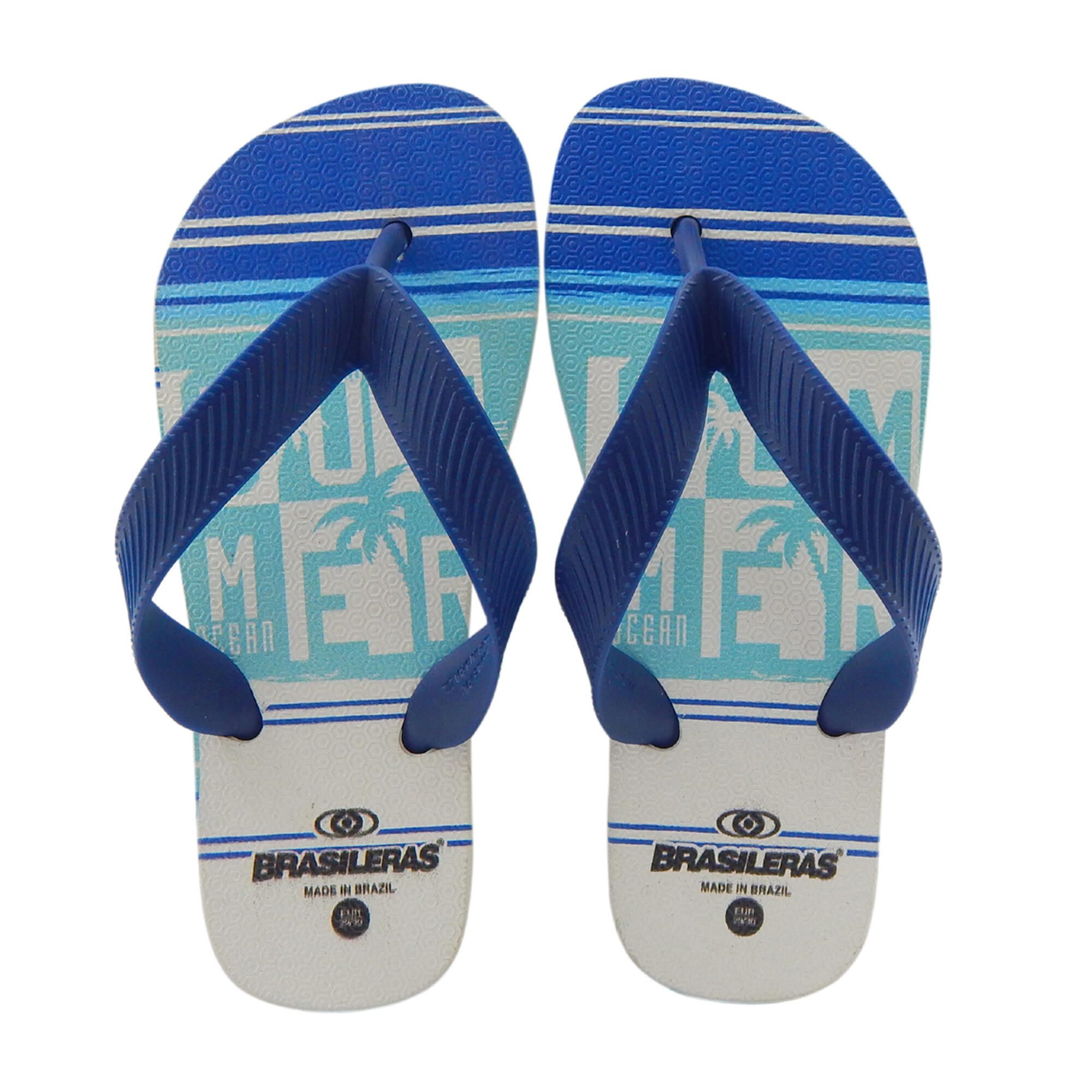 Infradito da spiaggia per bambini Brasileras blu suola in gomma 2/5
