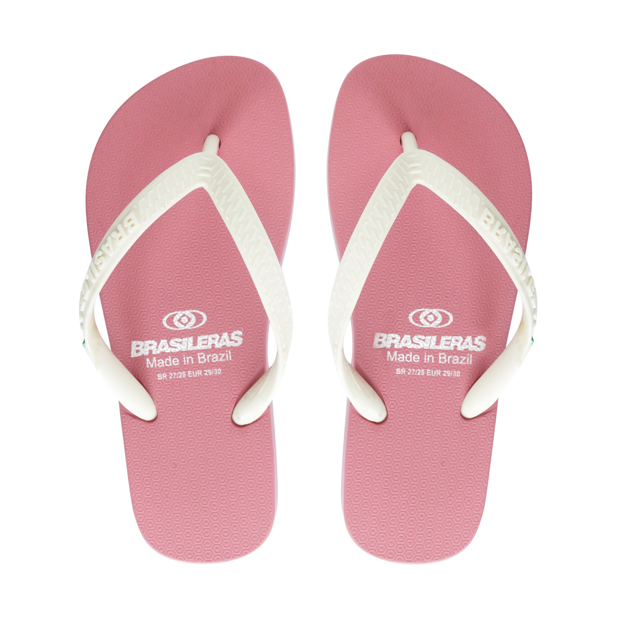 Roze en witte teenslippers voor kinderen met rubberen zolen 3/4