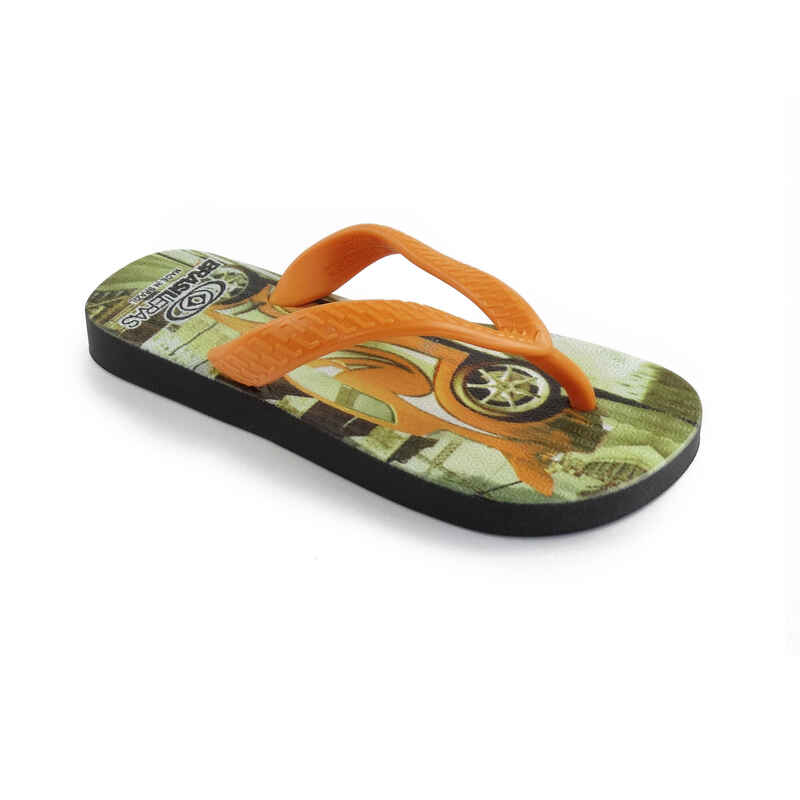 Kinder-Strand-Flip-Flops in Orange mit Gummisohle