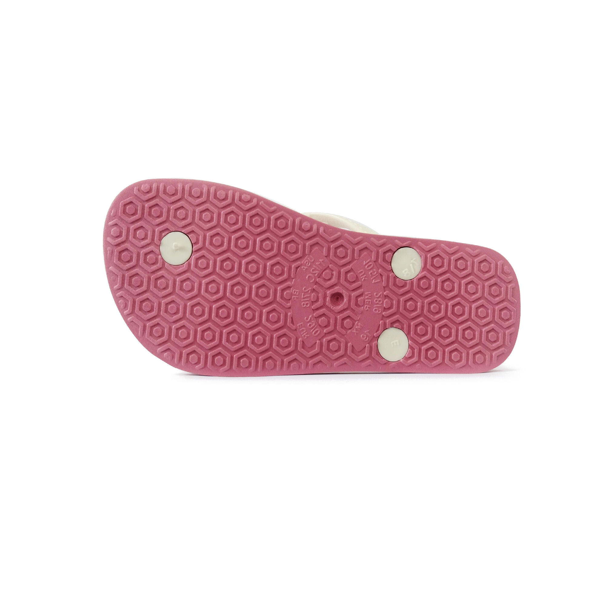 Roze en witte teenslippers voor kinderen met rubberen zolen 4/4