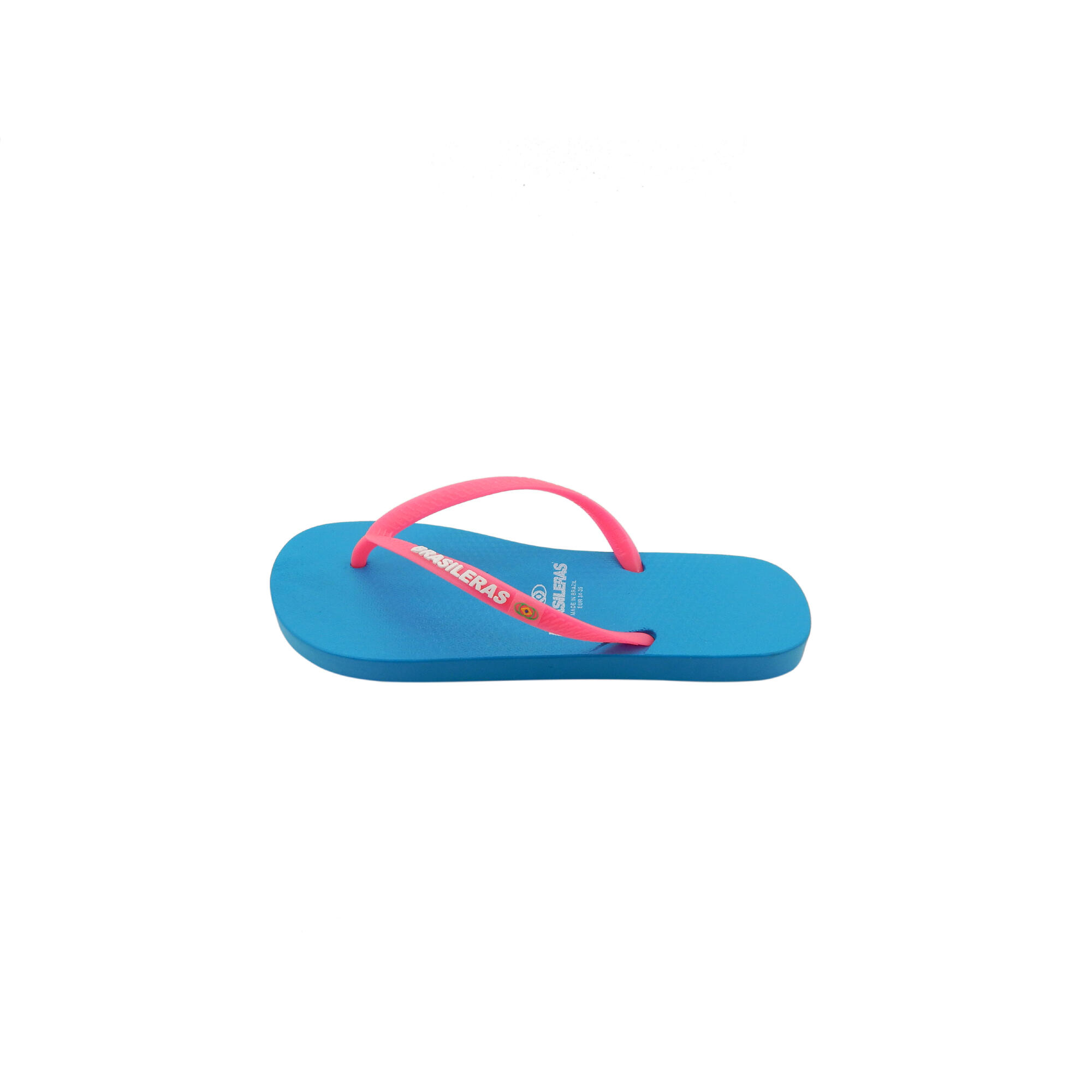 Vrouwenslippers Brasileras in lichtblauwe en roze kleur met rubberen zool 4/5