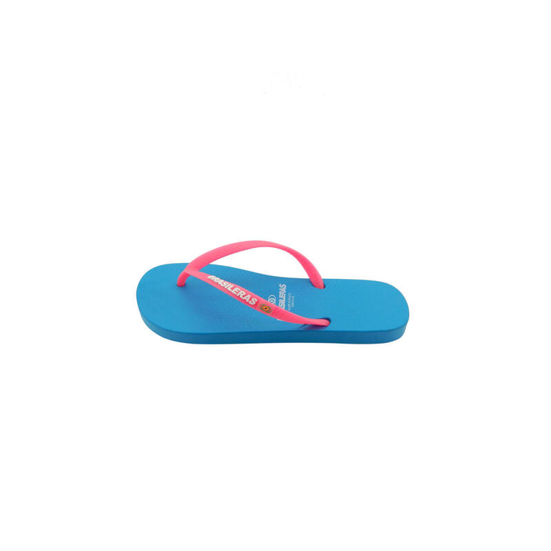 BRASILERAS Damen Strand Flip Flops in hellblau und rosa mit Gummisohle